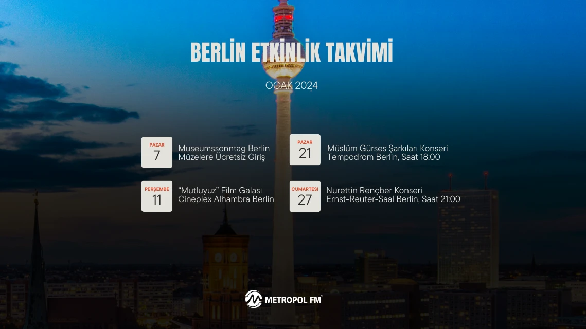 Berlin Etkinlik Takvimi - Ocak 2024, © Metropol FM Berlin Etkinlik Takvimi - Ocak 2024, © Metropol FM