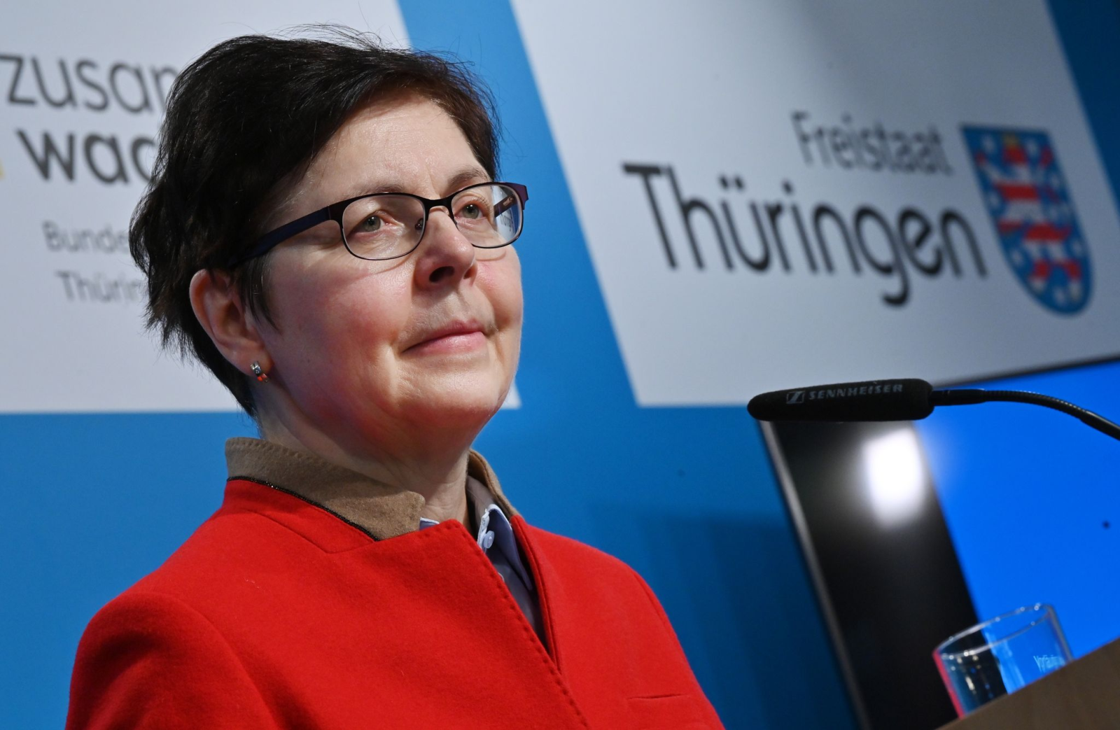 Thüringens Finanzministerin Heike Taubert während einer Pressekonferenz.