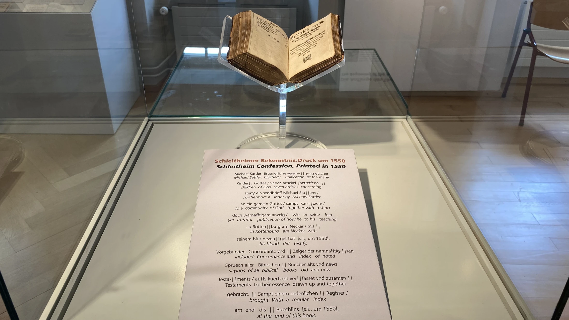 © Das "Schleitheimer Bekenntnis". Bild: Radio Munot © Das "Schleitheimer Bekenntnis". Bild: Radio Munot