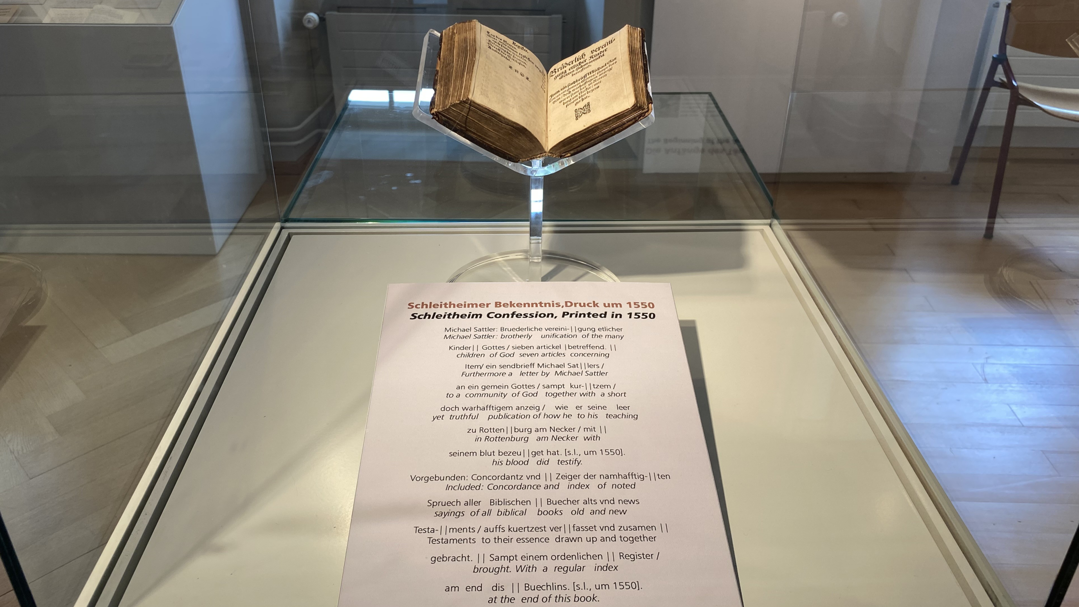 © Das "Schleitheimer Bekenntnis". Bild: Radio Munot