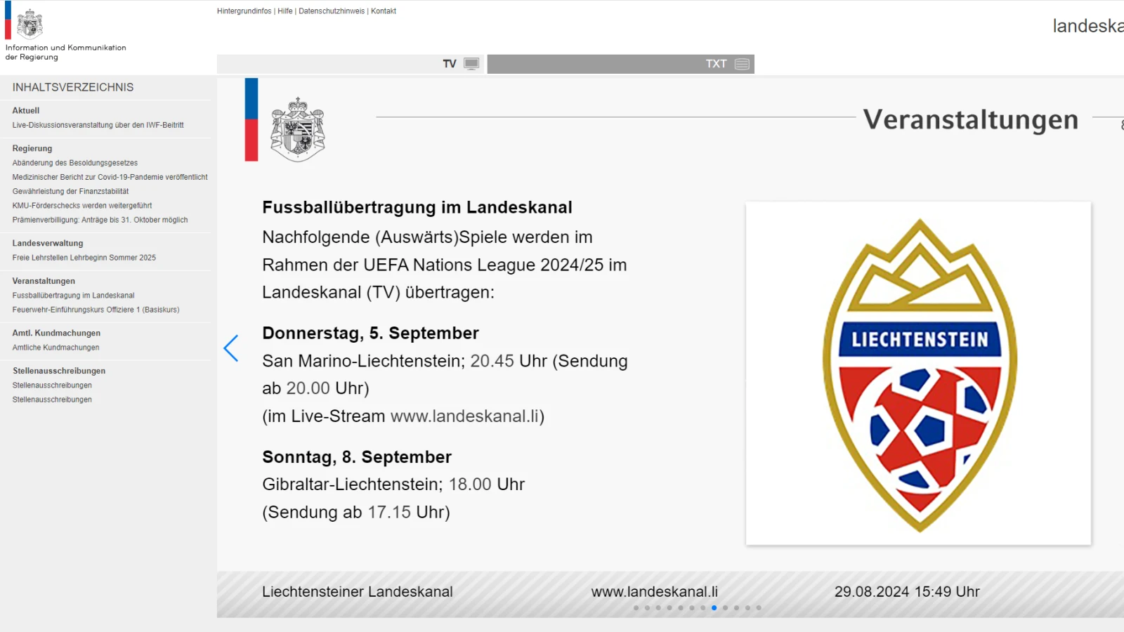 Heimspiele werden nicht mehr gezeigt, © Screenshot/Landeskanal Heimspiele werden nicht mehr gezeigt, © Screenshot/Landeskanal