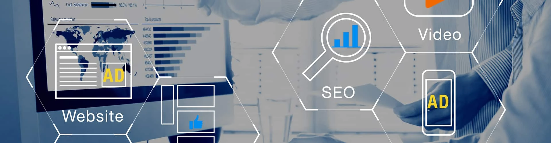 Website, eine Lupe, ein Video-Button und Handy, © Shutterstock Website, eine Lupe, ein Video-Button und Handy, © Shutterstock