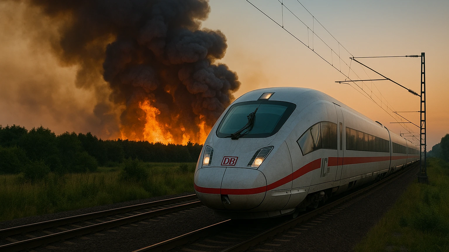 Münih–Berlin tren hattında yangın: ICE seferleri aksıyor, © KI Münih–Berlin tren hattında yangın: ICE seferleri aksıyor, © KI