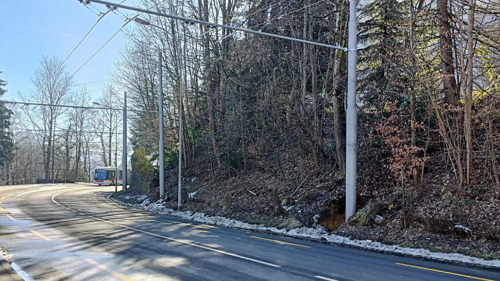 Neue Fahrleitungen in St. Gallen, © Keystone / SDA Neue Fahrleitungen in St. Gallen, © Keystone / SDA