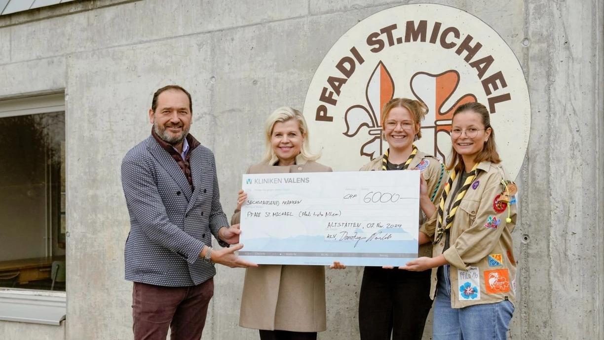 Kliniken Valens übergeben Spende von 6000 Franken, © Kliniken Valens Kliniken Valens übergeben Spende von 6000 Franken, © Kliniken Valens