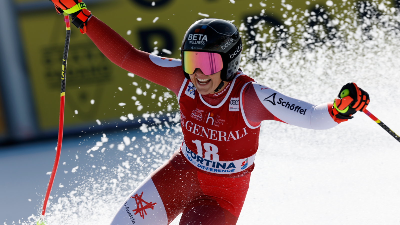 Stephanie Venier siegt in Cortina vor Lara Gut, © Bild: Keystone