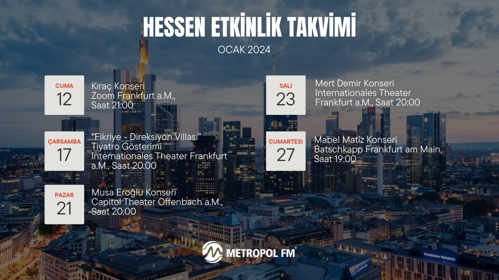 Hessen Etkinlik Takvimi - Ocak 2024, © Metropol FM