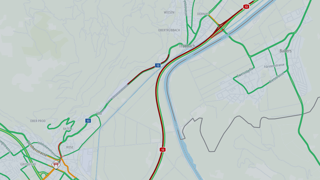 Autobahn A13 nach Unfall bei Trübbach gesperrt, © Screenshot