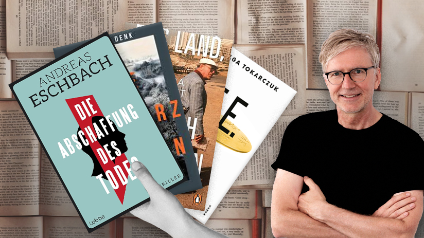 © ' Die Abschaffung des Todes' (Lübbe),'Die Schwarzgeherin' (Droemer), 'Das Land, das ich dir zeigen will' (Penguin), 'E.E.' (Kampa) | Collage: egoFM