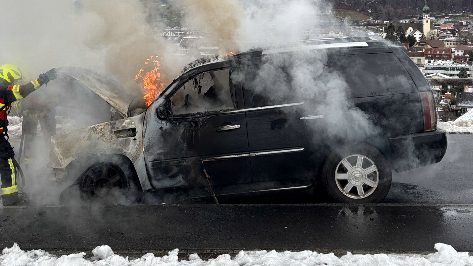 Fahrzeugbrand in Mels, © kaposg