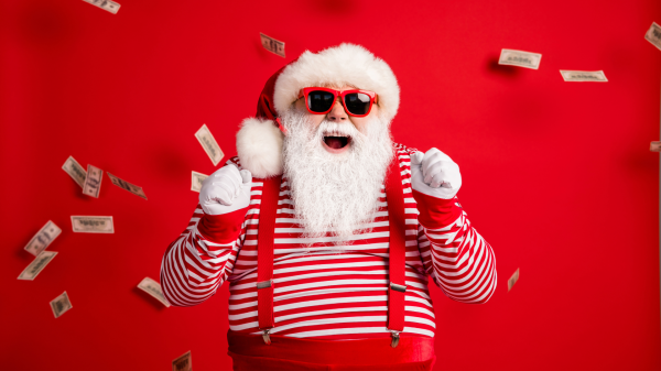 Weihnachtsmann im Geldregen
