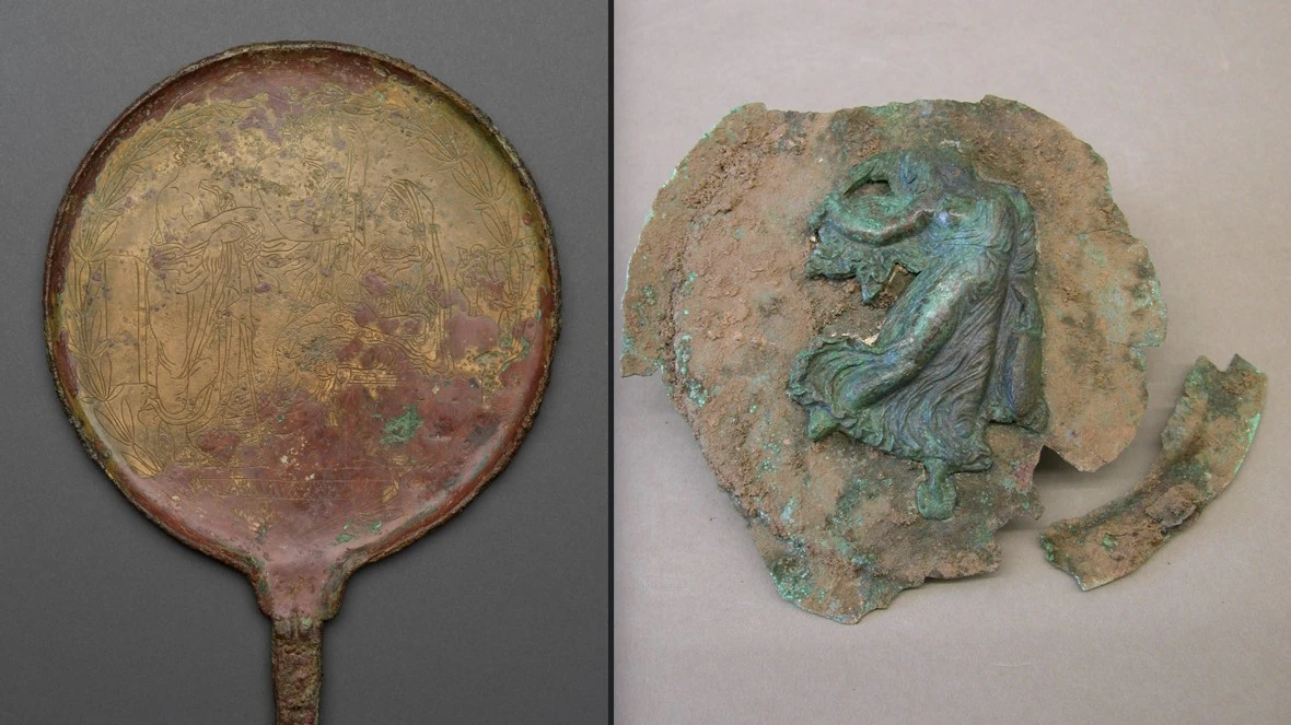 © Bronzespiegel und weiteres Objekt aus eindeutig problematischer Herkunft der Ebnöther-Sammlung. Quelle: Museum zu Allerheiligen. © Bronzespiegel und weiteres Objekt aus eindeutig problematischer Herkunft der Ebnöther-Sammlung. Quelle: Museum zu Allerheiligen.