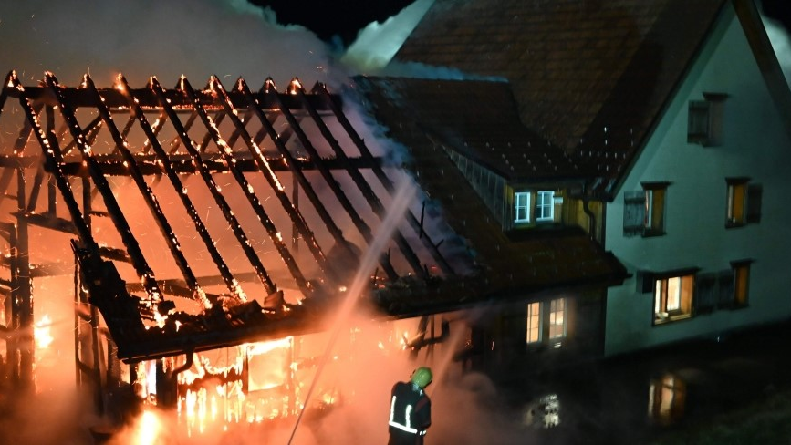 Hoher Sachschaden bei Brand in Altstätten, © Kantonspolizei St. Gallen