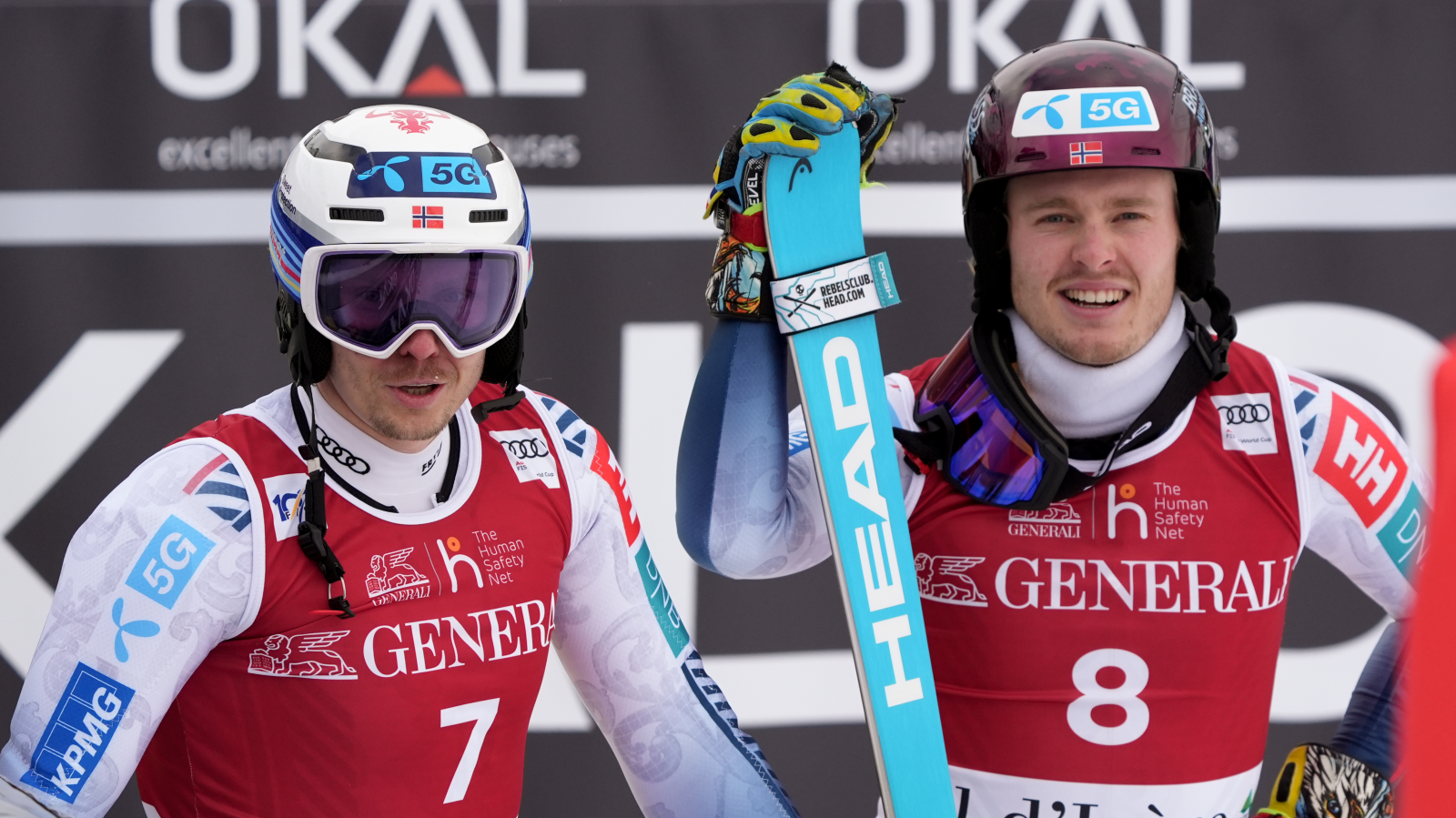 Ski alpin: Zwei Norweger vor Loic Meillard, © Keystone