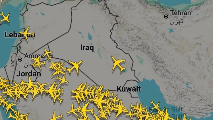 İran Saldırısı Sonrası Havada Alarm!, © Flight Radar İran Saldırısı Sonrası Havada Alarm!, © Flight Radar