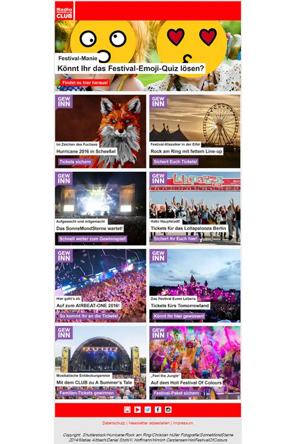 Newsletter von dem Festival 2016, © more Marketing