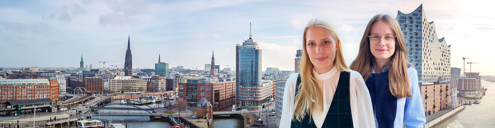 Hamburg mit Svenja und Antonia (Praktikanten) davor, © Shutterstock