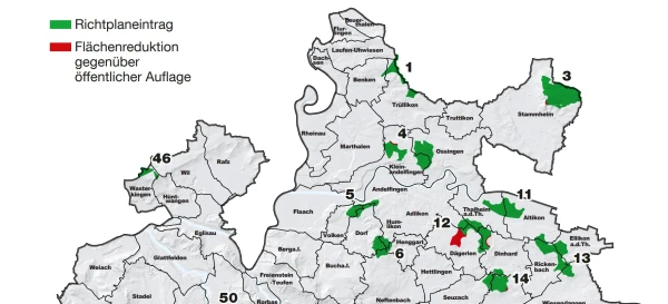 © Mögliche Standorte für Windräder im Weinland. Quelle: Kanton Zürich. © Mögliche Standorte für Windräder im Weinland. Quelle: Kanton Zürich.