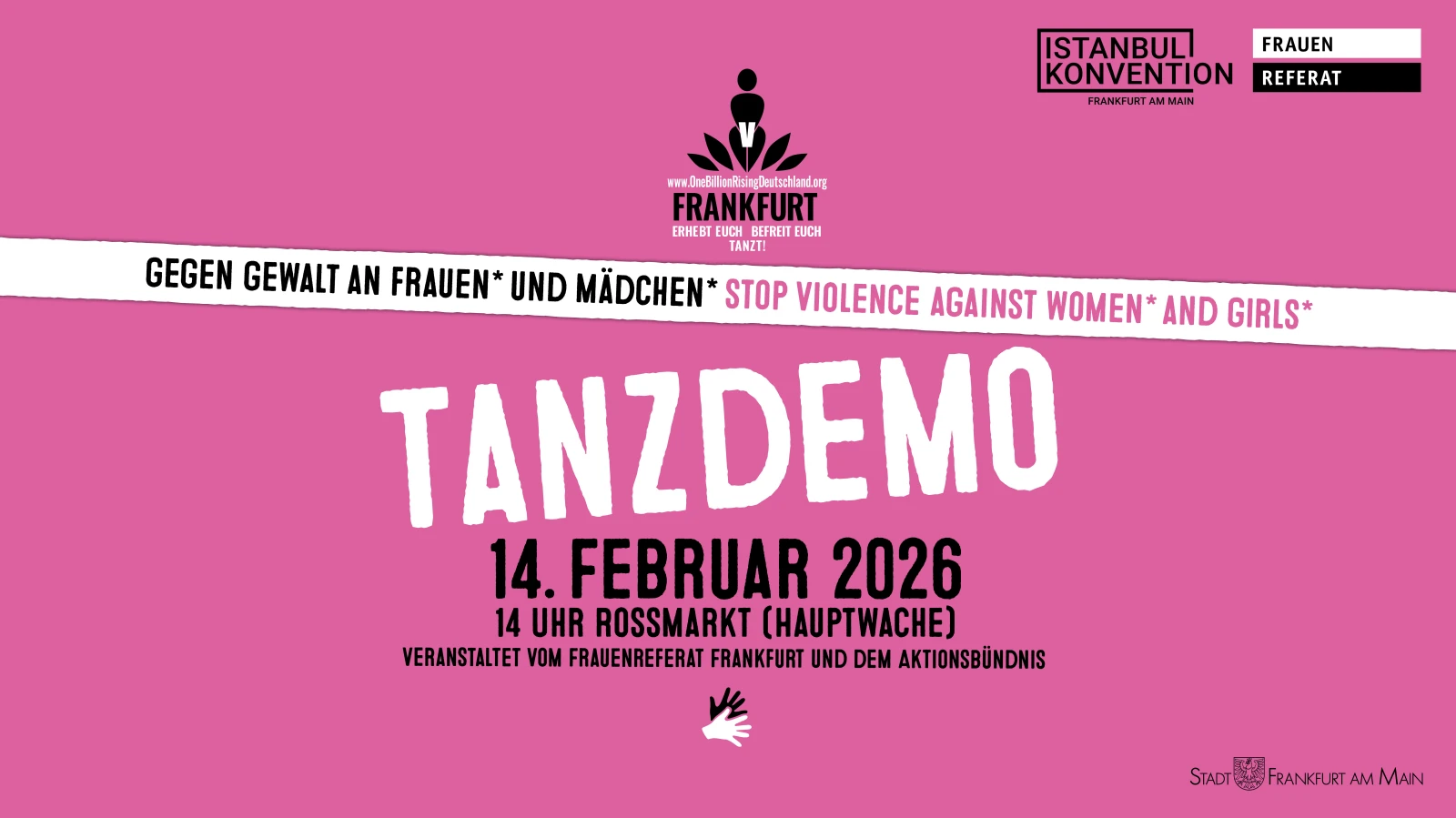 Frankfurt’ta kadınlara yönelik şiddete karşı güçlü mesaj: One Billion Rising dans eylemi, © Grafik-V-Day_2026-Opak-Werbeagentur Frankfurt’ta kadınlara yönelik şiddete karşı güçlü mesaj: One Billion Rising dans eylemi, © Grafik-V-Day_2026-Opak-Werbeagentur