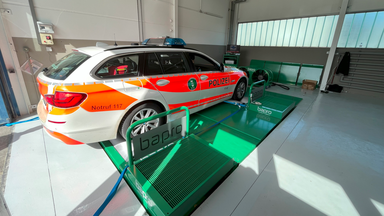 Schweizweit erster polizeilicher Leistungsprüfstand, © Kantonspolizei St. Gallen