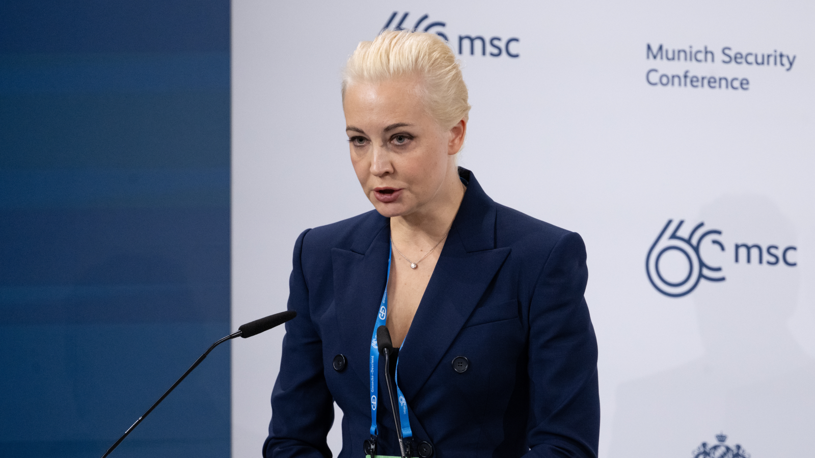 Rede von Julia Nawalnaja zum Tod ihres Mannes Alexej, © Keystone / DPA / Sven Hoppe