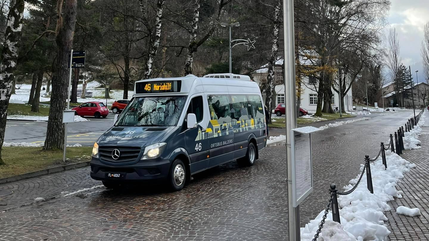 Elektro-Ortsbus im regulären Linienbetrieb, © LIEmobil / Symbolbild Ortsbus Balzers