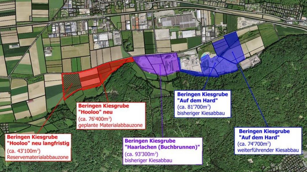 © Situationsplan zur geplanten Kiesgrube. Bildquelle: Abstimmungsmagazin Beringen