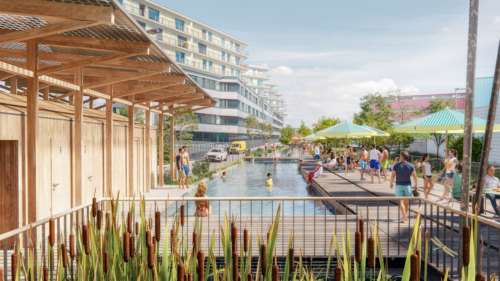 Ein Pool auf alten Eisenbahnschienen, © Xaos Collective - Michal Baurycza