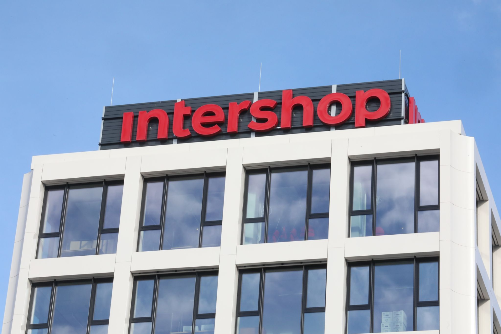 Blick auf das Firmengebäude der Intershop AG in Jena.