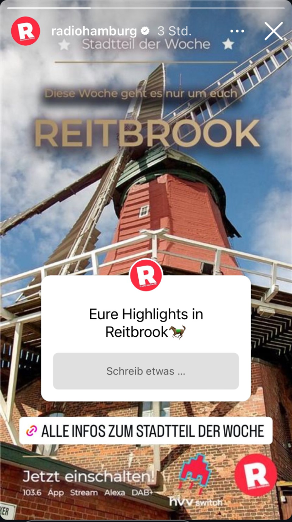 Screenshot Stadtteil der Woche Instagram Radio Hamburg, © Radio Hamburg