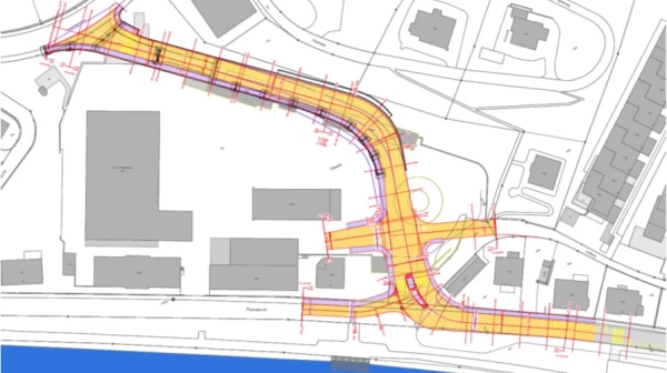 Rheinufer: Erste Beschwerde abgelehnt, zweite folgt sogleich, © Technischer Plan der geplanten Verbindungsstrasse. Bildquelle: Stadt SH Rheinufer: Erste Beschwerde abgelehnt, zweite folgt sogleich, © Technischer Plan der geplanten Verbindungsstrasse. Bildquelle: Stadt SH