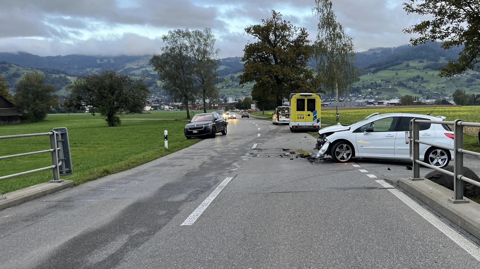 Unfall zwischen zwei Autos in Altstätten, © Kantonspolizei St. Gallen Unfall zwischen zwei Autos in Altstätten, © Kantonspolizei St. Gallen
