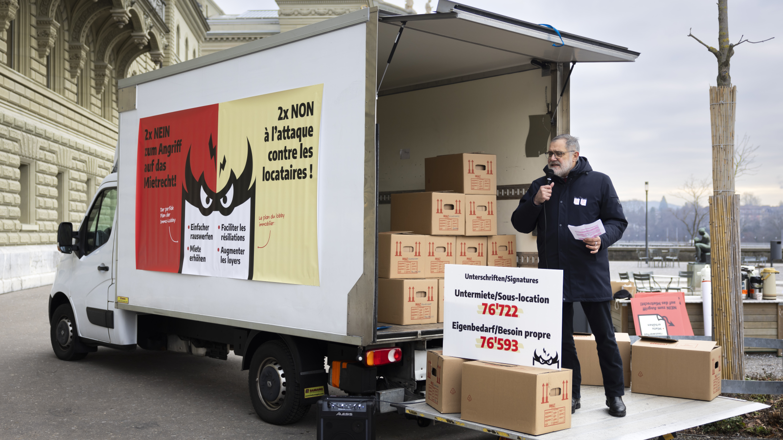 76'000 Unterschriften gegen zwei Mietreformen, © Keystone/SDA