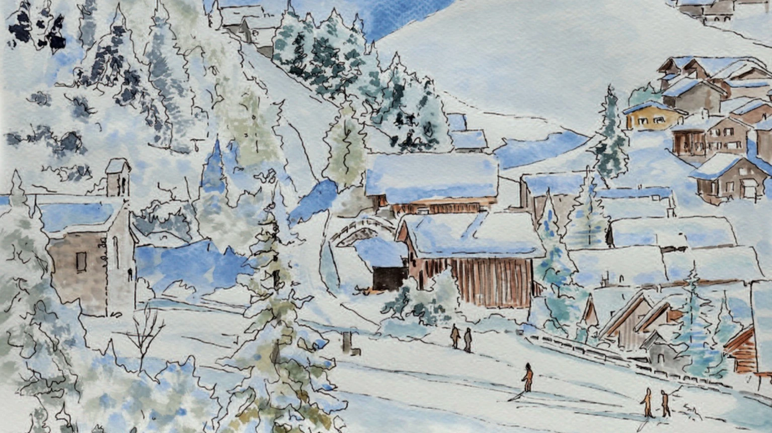 Neues Aquarell-Buch über Dörfer in Liechtenstein und der Schweiz, © Swiss Villages Neues Aquarell-Buch über Dörfer in Liechtenstein und der Schweiz, © Swiss Villages