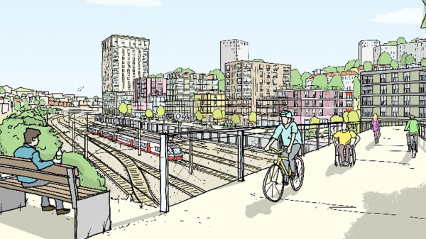 Güterbahnhof: 350 neue Wohnungen geplant, © Skizze des künftigen Areals beim Güterbahnhof. Quelle: Stadt SH