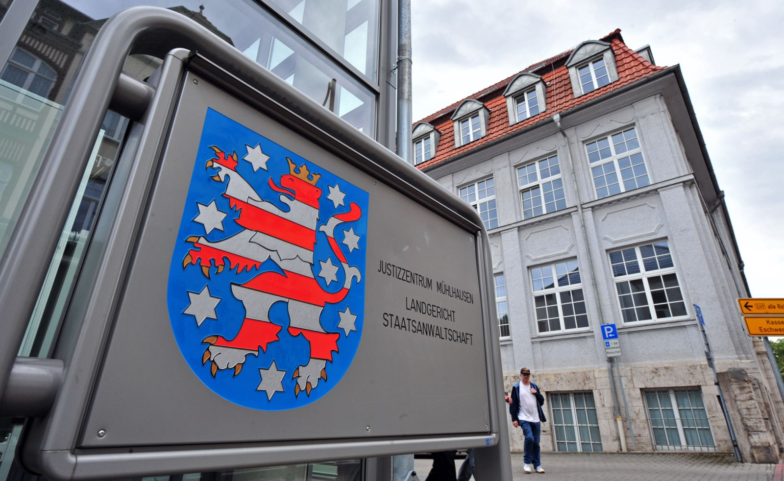 Das Justizzentrum Mühlhausen mit Landgericht und Staatsanwaltschaft., © Martin Schutt/zb/dpa/Archivbild