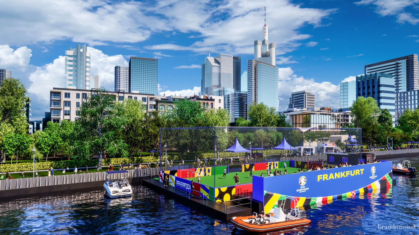 Frankfurt, © Frankfurt_Fan Zone Mainufer Floating Pitch_©_Brandmission