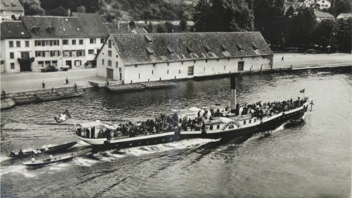 © Salzstadel mit Dampfschiff Schaffhausen Paul Widmann via Stadtarchiv
