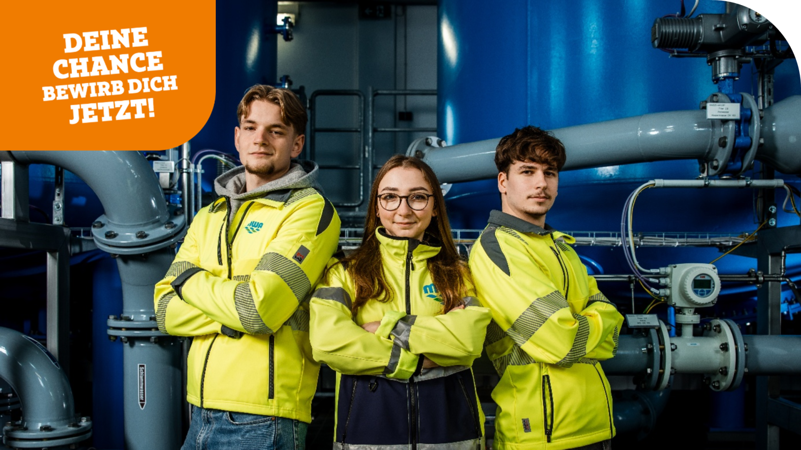 Ausbildungen zum Anlagenmechaniker (m/w/d), Elektroniker für Betriebstechnik (m/w/d), Industriekaufmann (m/w/d) oder Tiefbaufacharbeiter (m/w/d)