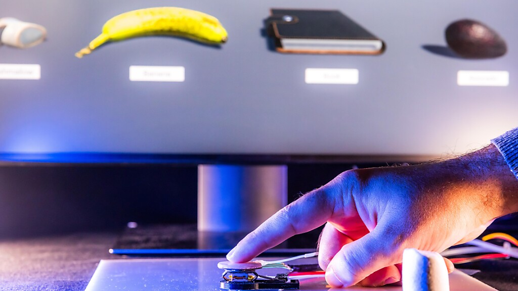 Ein neuer Roboter bildet die Weichheit verschiedener Materialien ab, © Keystone / SDA