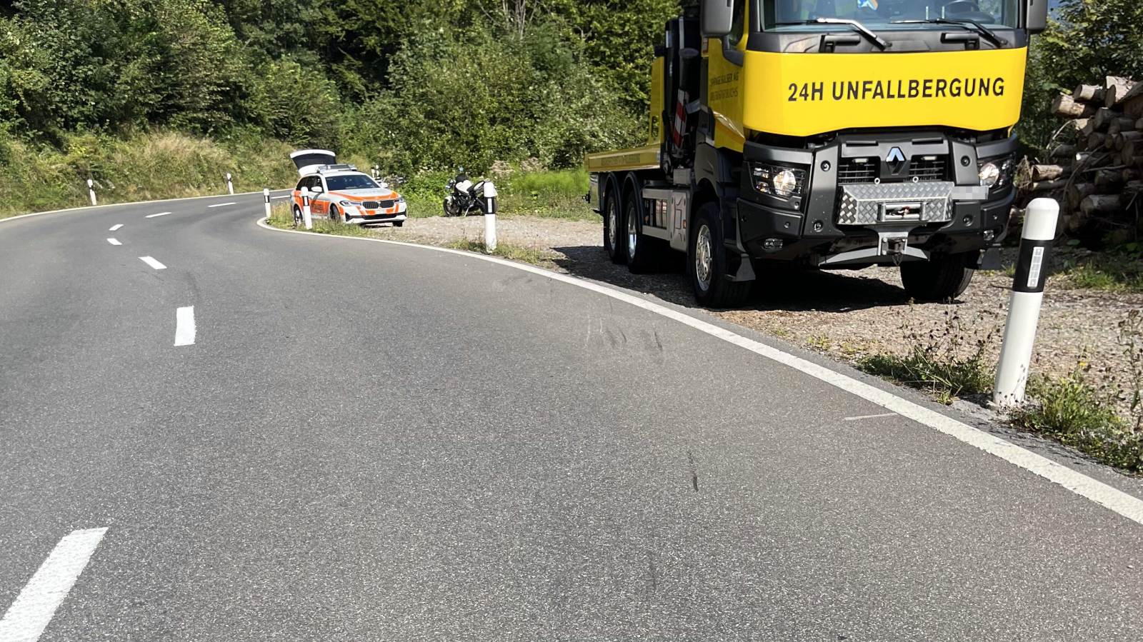 Selbstunfall mit Motorrad in Gams, © Kantonspolizei St. Gallen