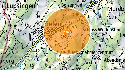 Brand in Ziefen: Fenster und Türen schliessen, © alert.swiss.ch