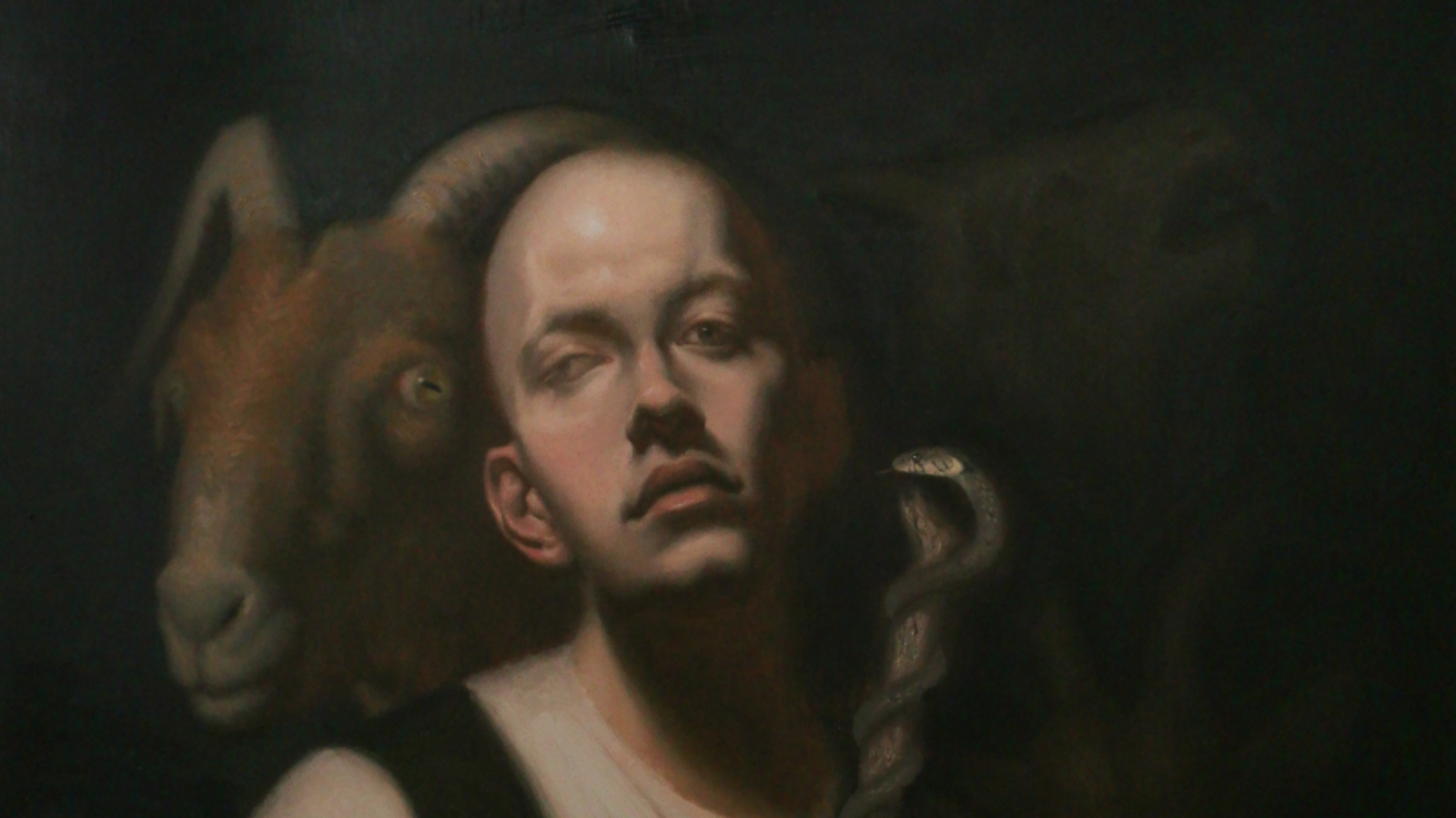 Ausstellungseröffnung - Aus dunkler Vergangenheit – Sagenhafte Bilder von Giuliano Scherini, © «Der Geissler» aus der Sage «Der wilde Geissler», Öl auf Leinwand