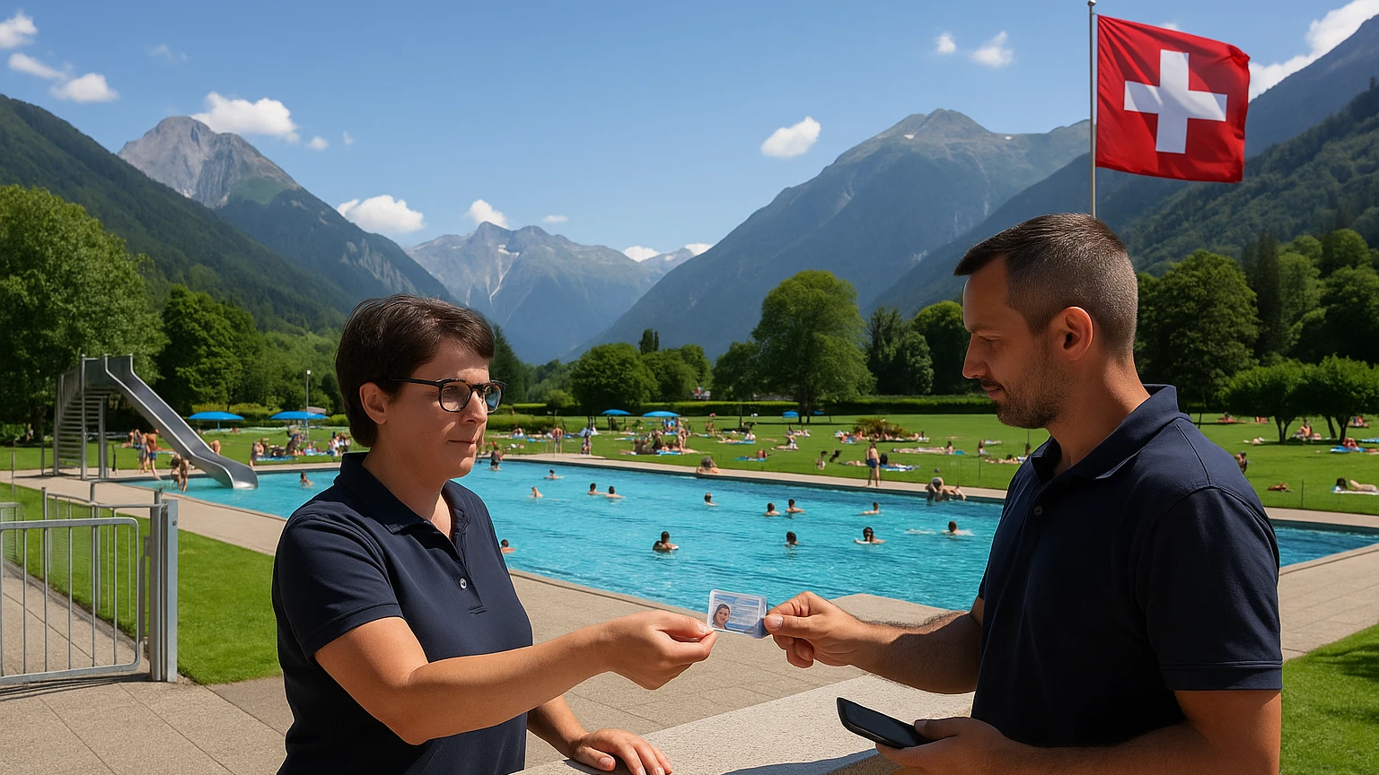 İsviçre'de Yüzme Havuzunda Yerel Ziyaretçilere Öncelik, © KI İsviçre'de Yüzme Havuzunda Yerel Ziyaretçilere Öncelik, © KI