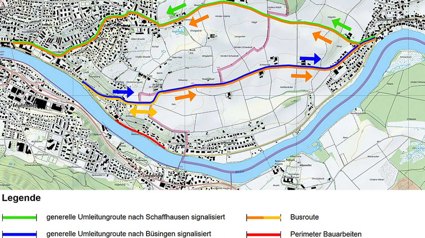 Rheinhaldenstrasse für drei Wochen gesperrt, © Quelle: SH Power Rheinhaldenstrasse für drei Wochen gesperrt, © Quelle: SH Power