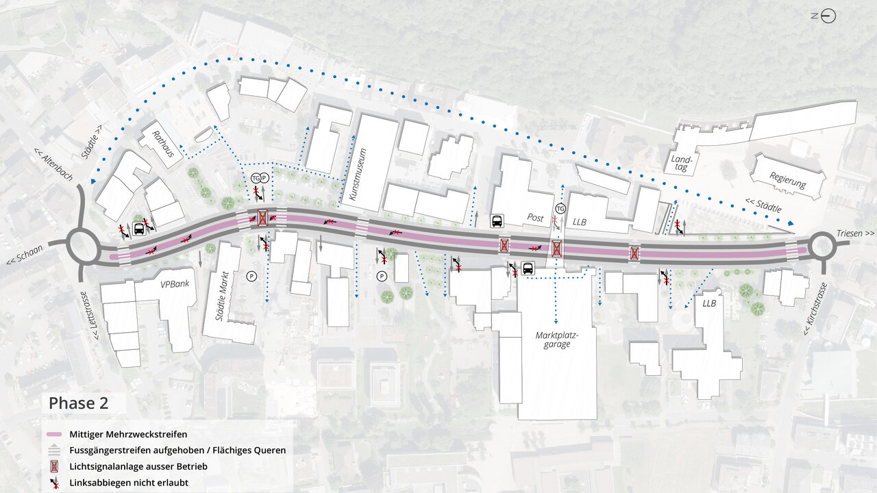 Verkehrsversuch Äulestrasse Vaduz, © Amt für Tiefbau