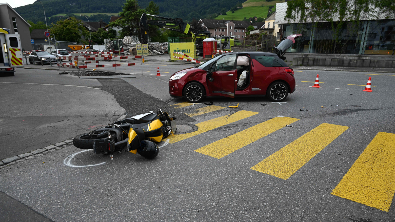 Motorradunfall in Grabs, © Kantonspolizei St. Gallen