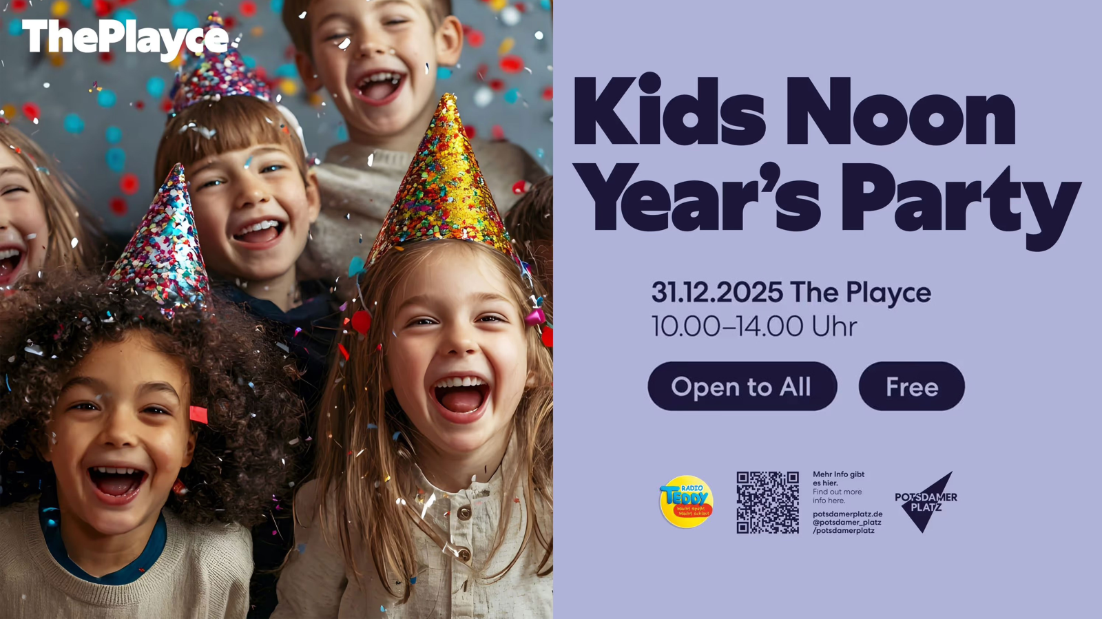 Radio TEDDY vor Ort zur Kids Noon Year's Party im THE PLAYCE am Potsdamer Platz