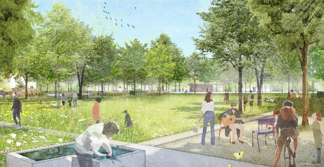 © Visualisierung des neuen Burgunparks in Neuhausen. Bildquelle: Gemeinde Neuhausen